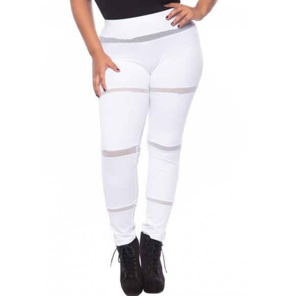 1x-3x New Plus Size Contrast White Leggings - Picture 5 of 8